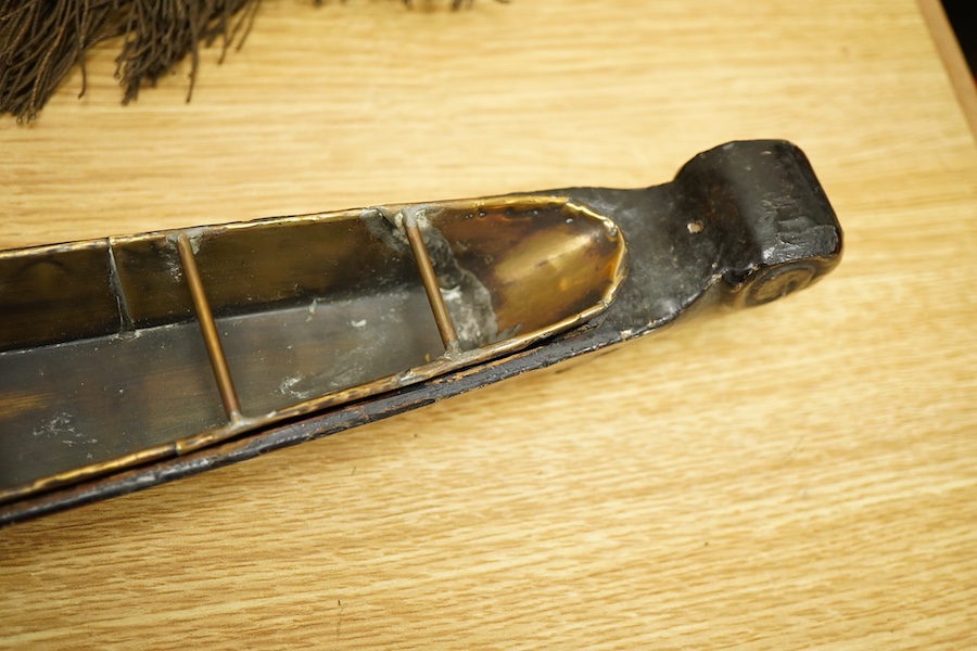 A Chinese export lacquer model of a boat, 19th century, 56cm wide